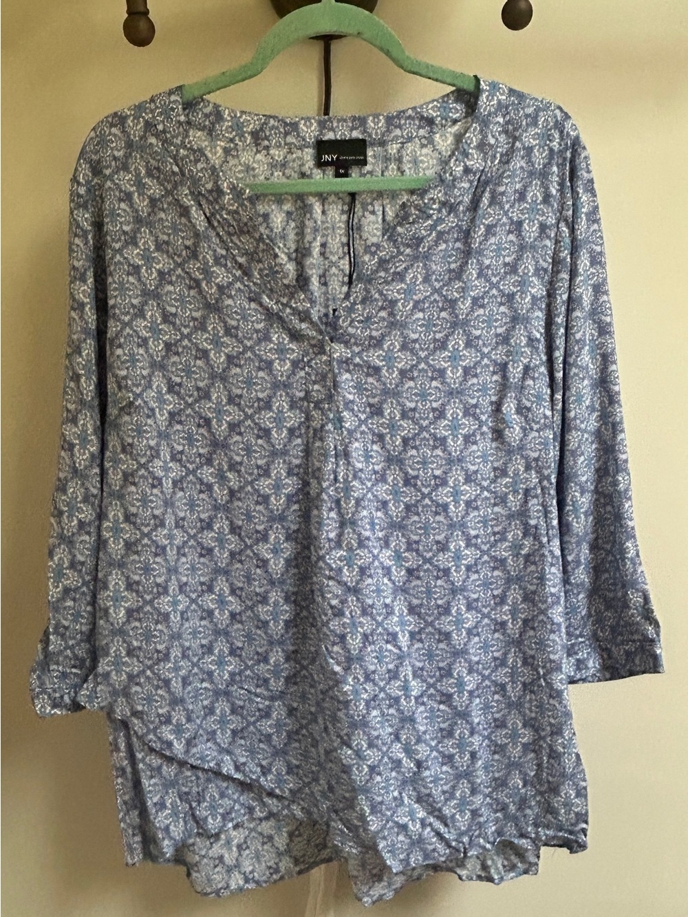 Jones New York Collection Blue Patterned Women's Blouse